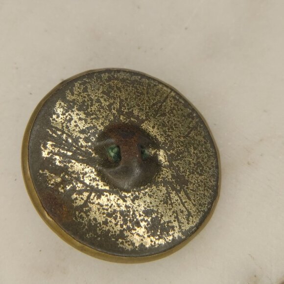 Button Red Gemstone Center Intricate Design Black Enamel Vintage Antique Patina - Picture 2 of 7